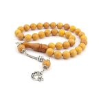 Pigado Özel Metal Püsküllü Küre Kesim Sıkma Kehribar Tesbih