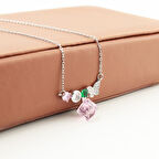 Pigado Paslanmaz Çelik Küp Kristal Taşlı Kelebek Çelik Kolye