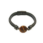 Pigado 316L Paslanmaz Çelik Doğaltaşlı Deri Erkek Bileklik