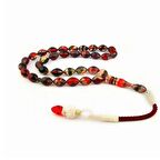 Pigado 1000 Ayar Gümüş Kırmızı Hareli Sıkma Kehribar Tespih