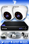 PICAM 2 Kameralı Dome 2 İç Kamera Set HDD'siz Full HD Gece Görüşlü Güvenlik Kamerası Sistemi
