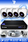 PICAM 4 Kameralı Dome 4 İç Kamera Set HDD'siz Full HD Gece Görüşlü Güvenlik Kamerası Sistemi