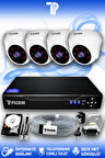 PICAM 4 Kameralı Dome 4 İç Kamera Set 2 TB HDD Full HD Gece Görüşlü Güvenlik Kamerası Sistemi