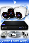 PICAM 3 Kameralı Uzay 2 İç Kamera Set HDD'siz Full HD Gece Görüşlü Güvenlik Kamerası Sistemi