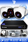 PICAM 3 Kameralı Uzay 2 İç Kamera Set 500 GB HDD Full HD Gece Görüşlü Güvenlik Kamerası Sistemi