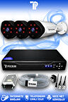 PICAM 3 Kameralı Uzay 3 Dış Kamera Set HDD'siz Full HD Gece Görüşlü Güvenlik Kamerası Sistemi