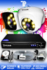 PICAM 2 Kameralı Kare 1 İç Kamera Set 100 GB HDD Full HD Renkli Gece Görüşlü Güvenlik Kamerası Sistemi