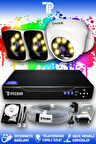 PICAM 3 Kameralı Kare 1 İç Kamera Set 500 GB HDD Full HD Renkli Gece Görüşlü Güvenlik Kamerası Sistemi