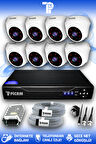 PICAM 8 Kameralı Dome 8 İç Kamera Set HDD'siz Full HD Gece Görüşlü Güvenlik Kamerası Sistemi