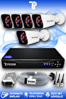 PICAM 5 Kameralı Kare 5 Dış Kamera Set HDD'siz Full HD Gece Görüşlü Güvenlik Kamerası Sistemi