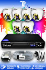 PICAM 6 Kameralı Dome 6 İç Kamera Set HDD'siz Full HD Renkli Gece Görüşlü Güvenlik Kamerası Sistemi