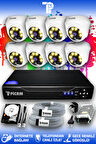 PICAM 8 Kameralı Dome 8 İç Kamera Set 250 GB HDD Full HD Renkli Gece Görüşlü Güvenlik Kamerası Sistemi