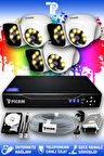 PICAM 6 Kameralı Kare 3 İç Kamera Set 1 TB HDD Full HD Renkli Gece Görüşlü Güvenlik Kamerası Sistemi