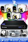 PICAM 6 Kameralı Zebra 3 İç Kamera Set 2 TB HDD Full HD Renkli Gece Görüşlü Güvenlik Kamerası Sistemi