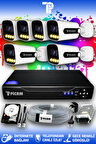 PICAM 6 Kameralı Zebra 6 Dış Kamera Set 1 TB HDD Full HD Renkli Gece Görüşlü Güvenlik Kamerası Sistemi