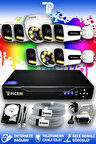 PICAM 8 Kameralı Zebra 2 İç Kamera Set 100 GB HDD Full HD Renkli Gece Görüşlü Güvenlik Kamerası Sistemi