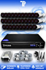 PICAM 32 Kameralı Uzay 32 Dış Kamera Set HDD'siz Full HD Gece Görüşlü Güvenlik Kamerası Sistemi