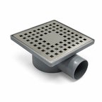 15x15 Paslanmaz Izgaralı Yandan Çıkışlı 50'lik Banyo Yer Süzgeci