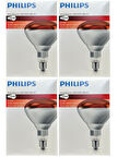 (4 Adet) Philips 250W Kızılötesi (infrared) Isıtıcılı Hayvan Isıtma ve Fizik Tedavi Lambası (Kırmızı Işık) E27 (Kalın Duy)