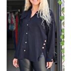 KETEN DÜĞME DETAYLI GÖMLEK