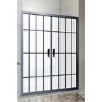 Durul Duşakabin Ön Cephe 5mm Siyah Çizgi Komple Buzlu Yükseklik 190cm