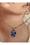 Lacivert Gökyüzü Gold Paslanmaz Çelik Kadın Kolye – Modern ve Şık Tasarım