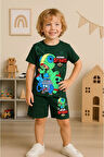 PJKSKT Brawl Stars Desenli Yeşil Şortlu Erkek Çocuk Kısa Kol Takım 7508-Y
