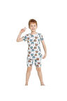 ELMKP Ekru Safari Desen Erkek Çocuk Şortlu Pijama Takımı 3-10 Yaş 3103-1