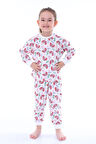 İSOB Ekru Paw Petrol Desenli %100 Pamuk Kız Çocuk Pijama Takımı 3-8 Yaş 31206-E