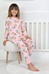 İSOB Pembe Ananas Desenli %100 Pamuk Kız Çocuk Pijama Takımı 3-13 Yaş 51204-51405-P