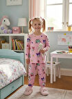 İSOB Pembe Kuromi ve Hello Kitty Desenli %100 Pamuk Kız Çocuk Pijama Takımı 3-13 Yaş 51237-51429