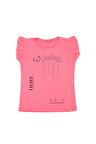I Have Baskılı Fırfır Kollu Taşlı Kız Bebek Tshirt Pembe