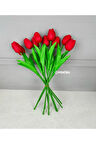10'LU YAPAY ISLAK LALE BUKETİ 1.KALİTE KIRMIZI