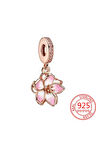 Pembe Gümüş Kiraz Çiçeği Sallantılı Gümüş Charm