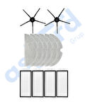 ROBOROCK Q7 , Q7+ , Q7 MAX , Q7 MAX+  Uyumlu 2 Yan Fırça 4 Filtre 6 Mop