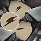  Kahverengi Şimşek Nakış Desenli 5'li Oto Halı Paspas Seti | Ön Arka Uyumlu Araç Oto Halı Paspas