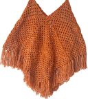 El Örgüsü Turuncu Kırçıllı Kadın Panço