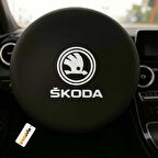 Skoda Modellerine Uygun Direksiyon Koruma Kılıfı - Siyah Penye Kumaş Malzeme