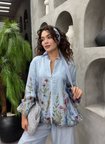 Lavinia Vual Kumaş Çiçek Desenli Pantolonlu İkili Takım - Tesettür Uyumlu