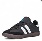 UNİSEX BEYAZ SİYAH TERMO TABAN YANI ŞERİTLİ BAĞCIKLI SPOR AYAKKABI