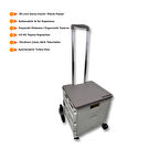 Portakap Piknik Masalı, 8 Tekerlekli, 55 Litre Beyaz ve Kahverengi Katlanır Alışveriş Arabası - Merdiven Çıkan