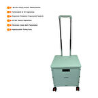 Portakap Piknik Masalı, 8 Tekerlekli, 55 Litre Yeşil Katlanır Alışveriş Arabası - Merdiven Çıkan