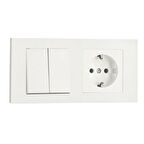 Ovivo Grano Beyaz 2'li Set Komütatör ve Topraklı Priz Set