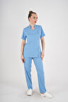 Aylu Model Soft Likra Bebe Mavisi Doktor Hemşire Hastane Scrubs Üniforma Takımı