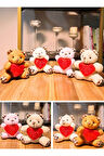 Sevgiliye Hediye 4 Adet Kalpli Love Yazılı Mini Lüx Ayıcık 11 CM x 9 CM Kalpli Love Yazılı Ayıcık