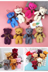 12 Adet Peluş Ayıcık Set Mini Yumoş Çanta Süsü Aksesuarı Anahtarlık Karışık Renk Çanta Süsü 11 cm