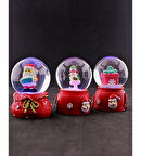 3 Adet Yeni Yıl 2025 Noel Hediyesi Temalı Işıklı Kar Küresi 6,5 cm Dekoratif Yeni Yıl Hediyesi