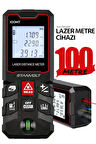 Yüksek Hassasiyet 100 Metre Lazer Metre Ölçer LCD Dijital Ekran Su Terazili Lazermetre