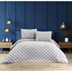 Ekol Baklava Model 3 Parça Açık Gri Rengi Yatak Örtüsü Seti