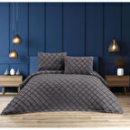 Ekol Baklava Model 3 Parça Antrasit Rengi Yatak Örtüsü Seti